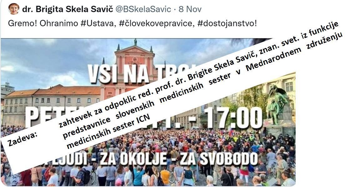 Aktualna čivkarska »afera« prof. dr. Brigite Skela Savič – od pozivanja k petkovemu protestu do zahteve po popolni zapori države 