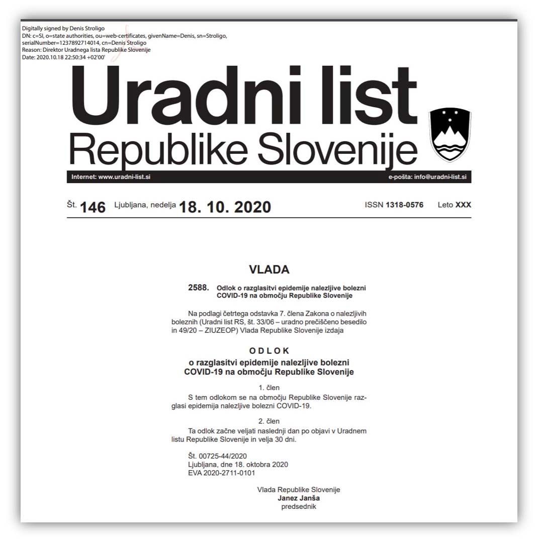 uradni list - razglasitev epidemije