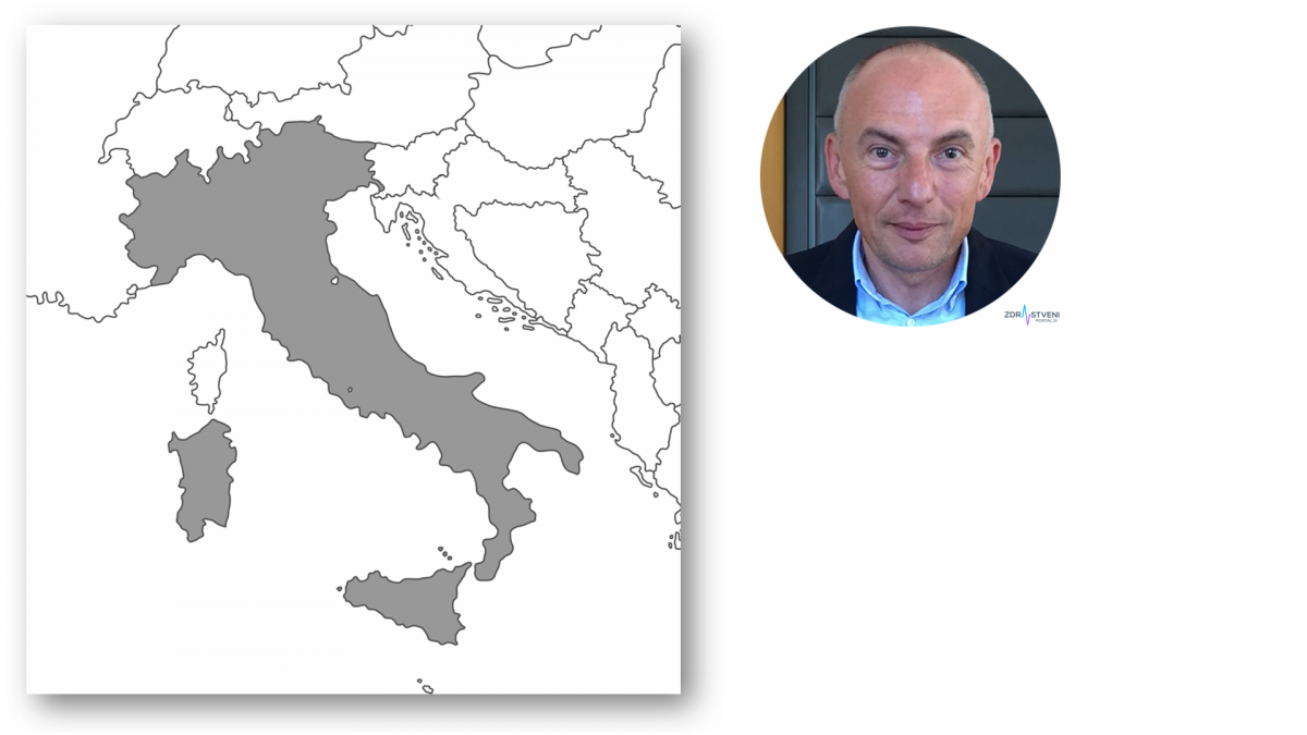 Aleš Šabeder in zemljevid Italije s sosednjimi državami