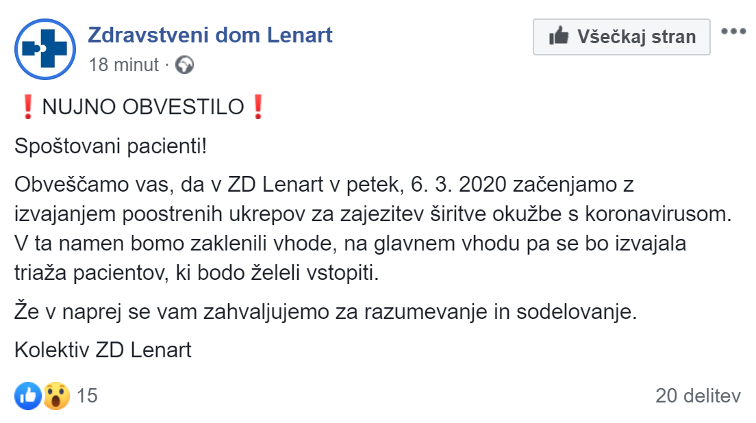 obvestilo ZD Lenart