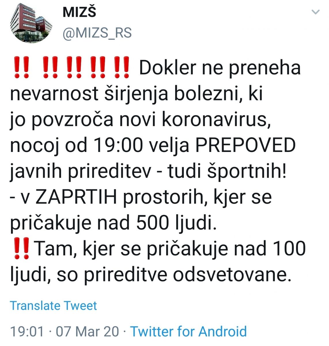 tvit športne prireditve