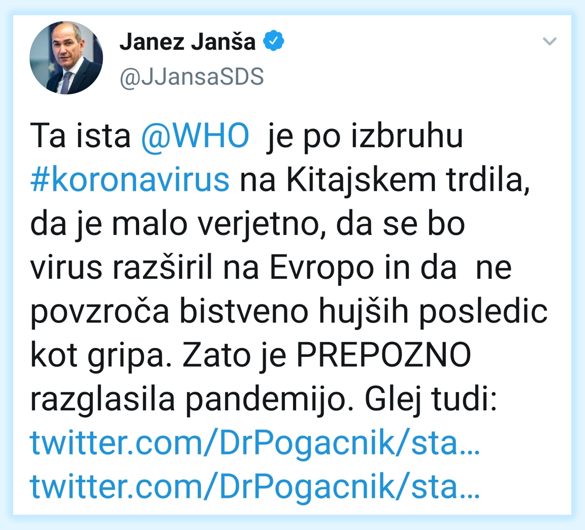 Tvit Janeza Janše