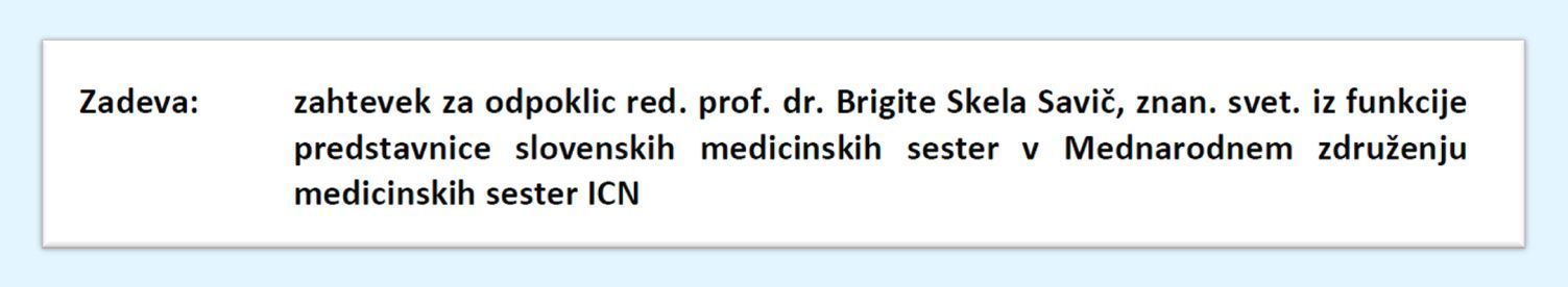 zahtevek Strokovno združenje izvajalcev zdravstvene in babiške nege Slovenije
