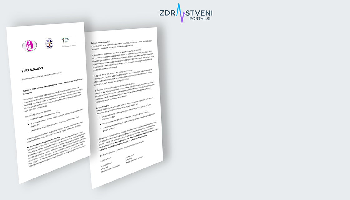Javni odziv sekcije reševalcev v zdravstvu in sekcije za urgentno medicino